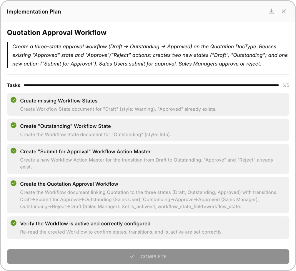 Implementation Plan side panel
